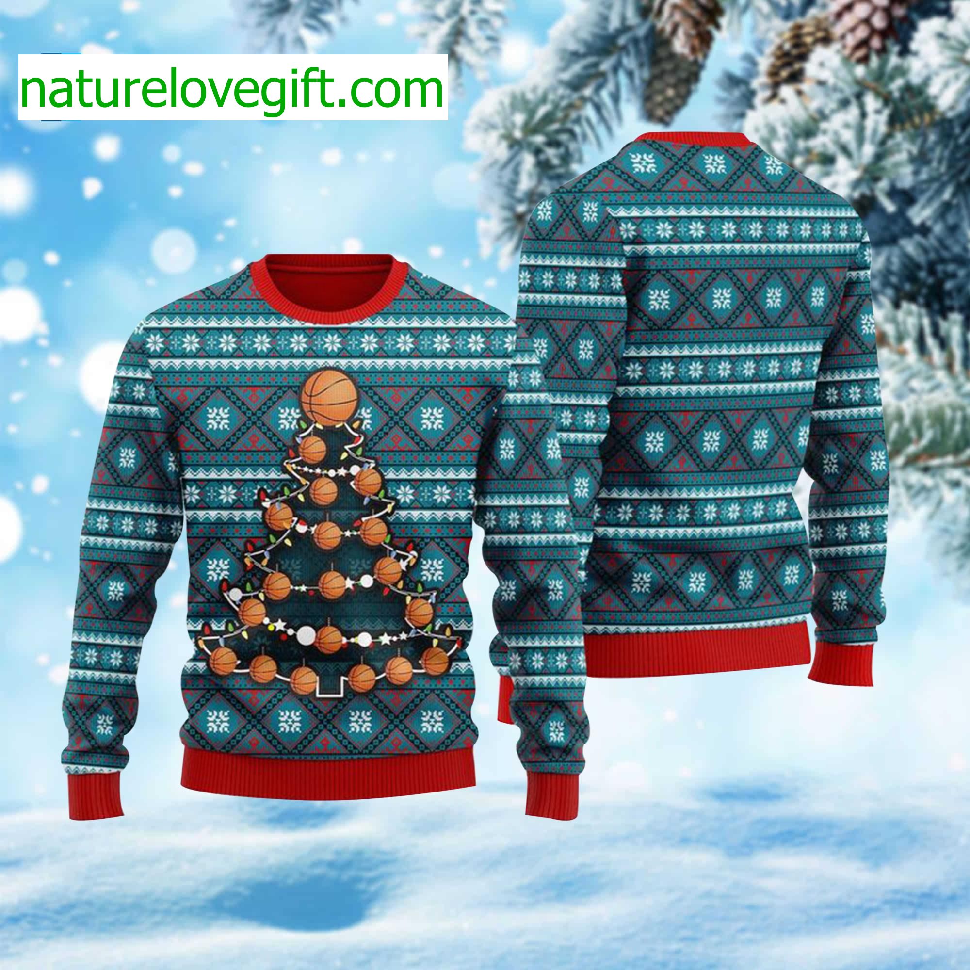 Basketball Christmas Tree Ugly Christmas Sweater Basketball Christmas Tree Ugly Christmas Sweater