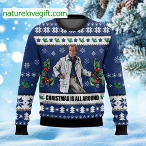 Billy Mack Christmas Is All Around Love Actually Ugly Christmas Sweater