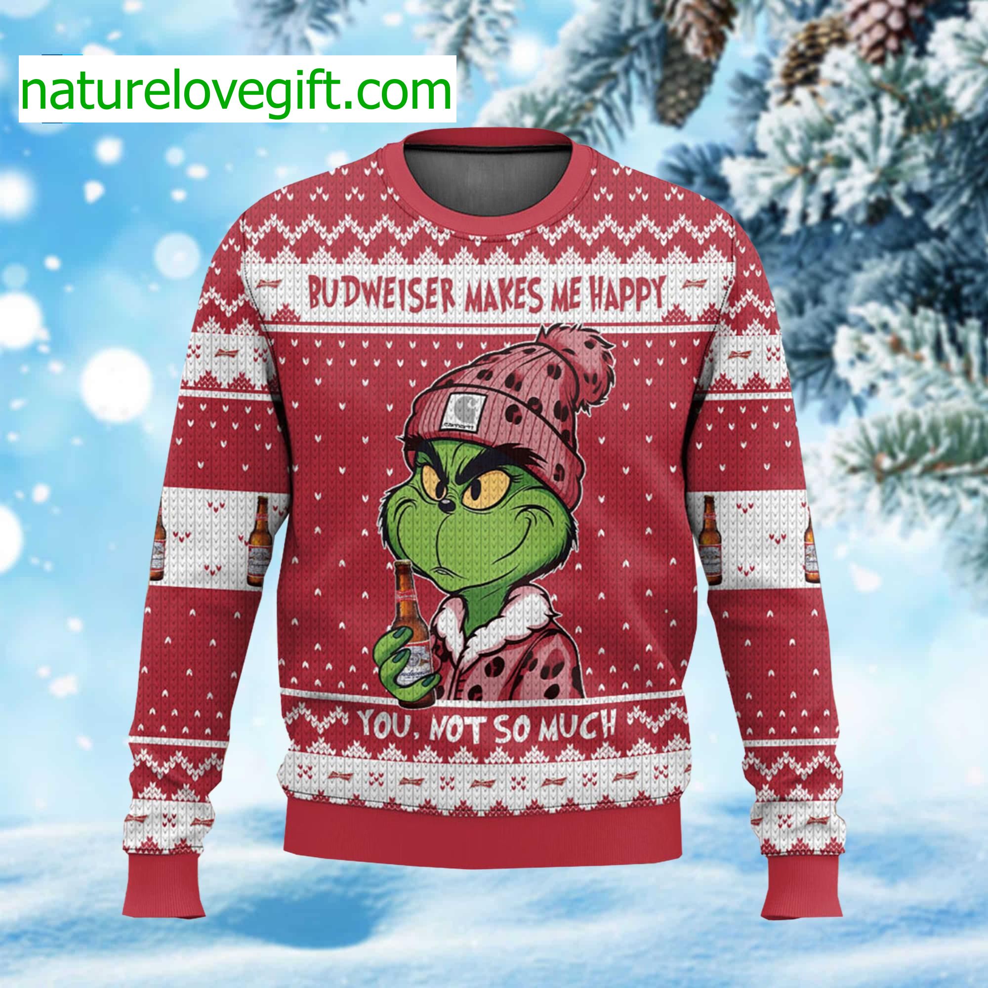 Budweiser Makes Me Happy Ugly Sweater Budweiser Makes Me Happy Ugly Sweater