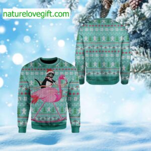 Cat And Flamingo Ugly Christmas Sweater