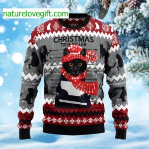Cat Mugshot Tree Killer Ugly Christmas Sweater