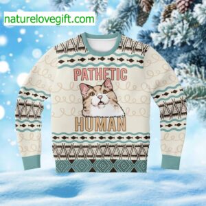 Cat Pathetic Human Ugly Christmas Sweater