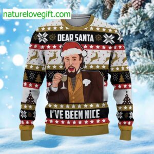 DiCaprio Dear Santa I’ve Been Nice Ugly Christmas Sweater