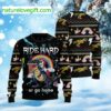 Dinosaur Unicorn Ride Hard Or Go Home Ugly Christmas Sweater