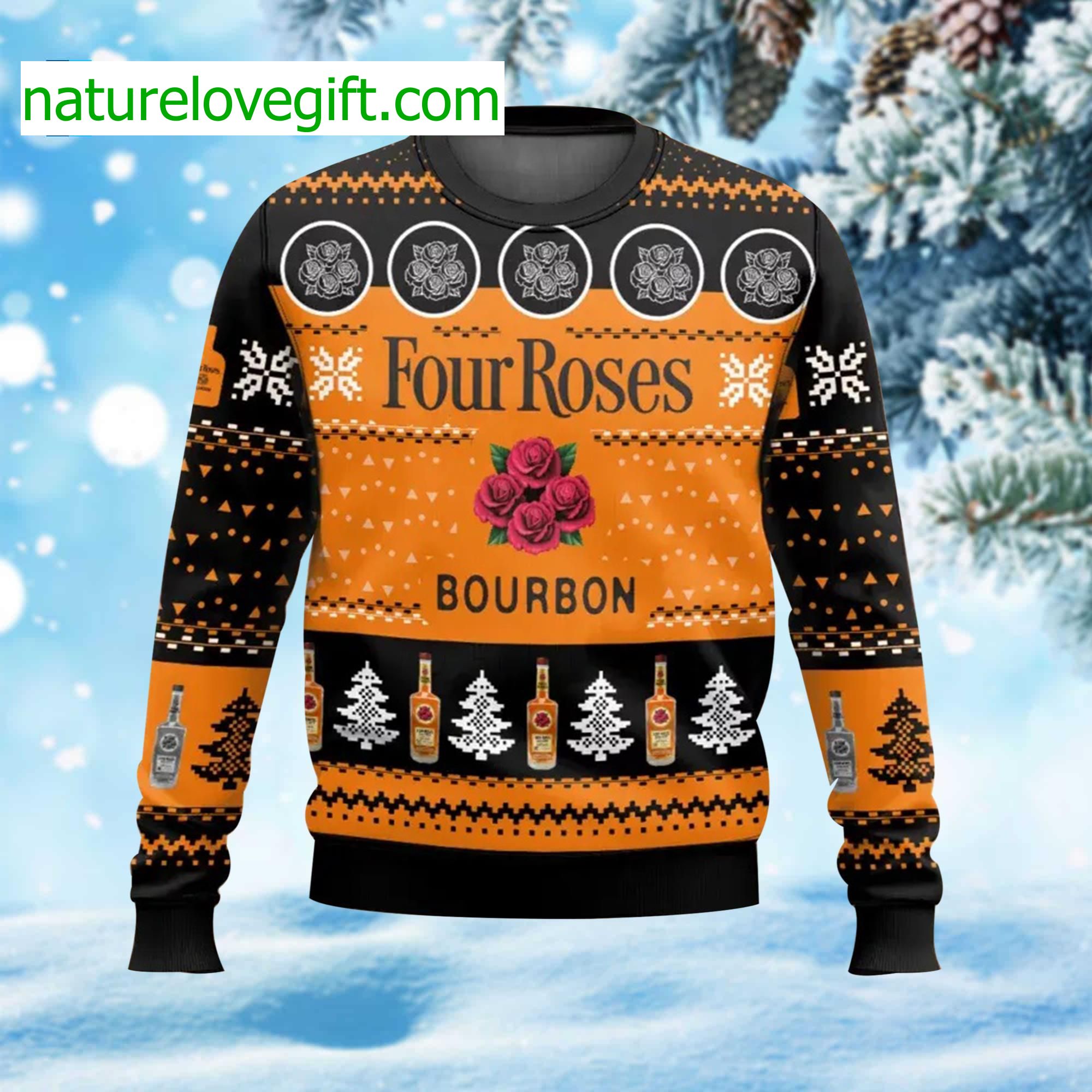 Four Roses Bourbon Ugly Christmas Sweater Four Roses Bourbon Ugly Christmas Sweater