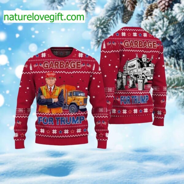 Garbage For Trump 2024 Ugly Christmas Sweater