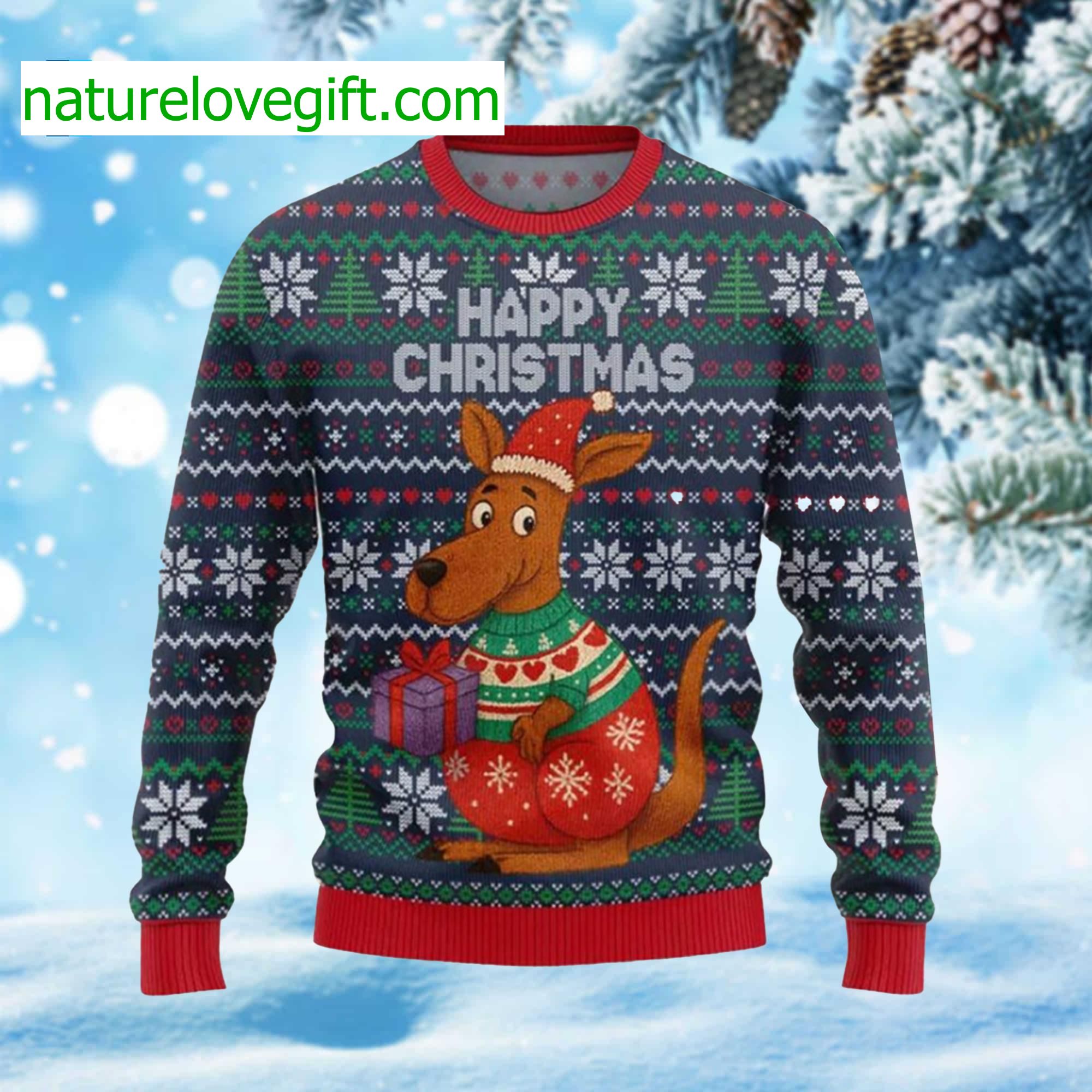 Happy Christmas Kangaroo Ugly Christmas Sweater Happy Christmas Kangaroo Ugly Christmas Sweater