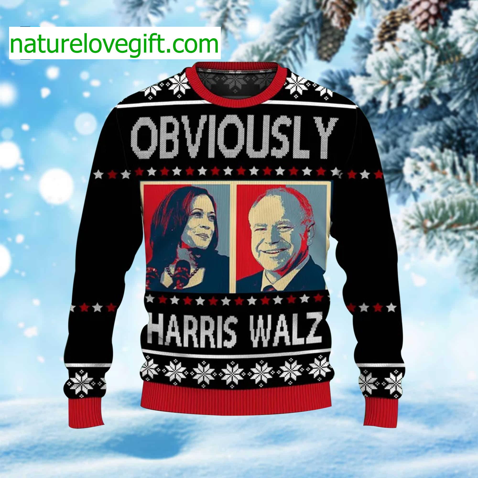 Harris Walz 2024 Obviously Ugly Christmas Sweater Harris Walz 2024 Obviously Ugly Christmas Sweater
