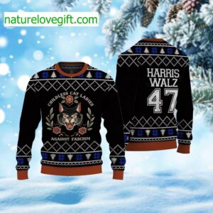 Harris Walz 47 Childless Cat Ladies Against Ugly Christmas Sweater