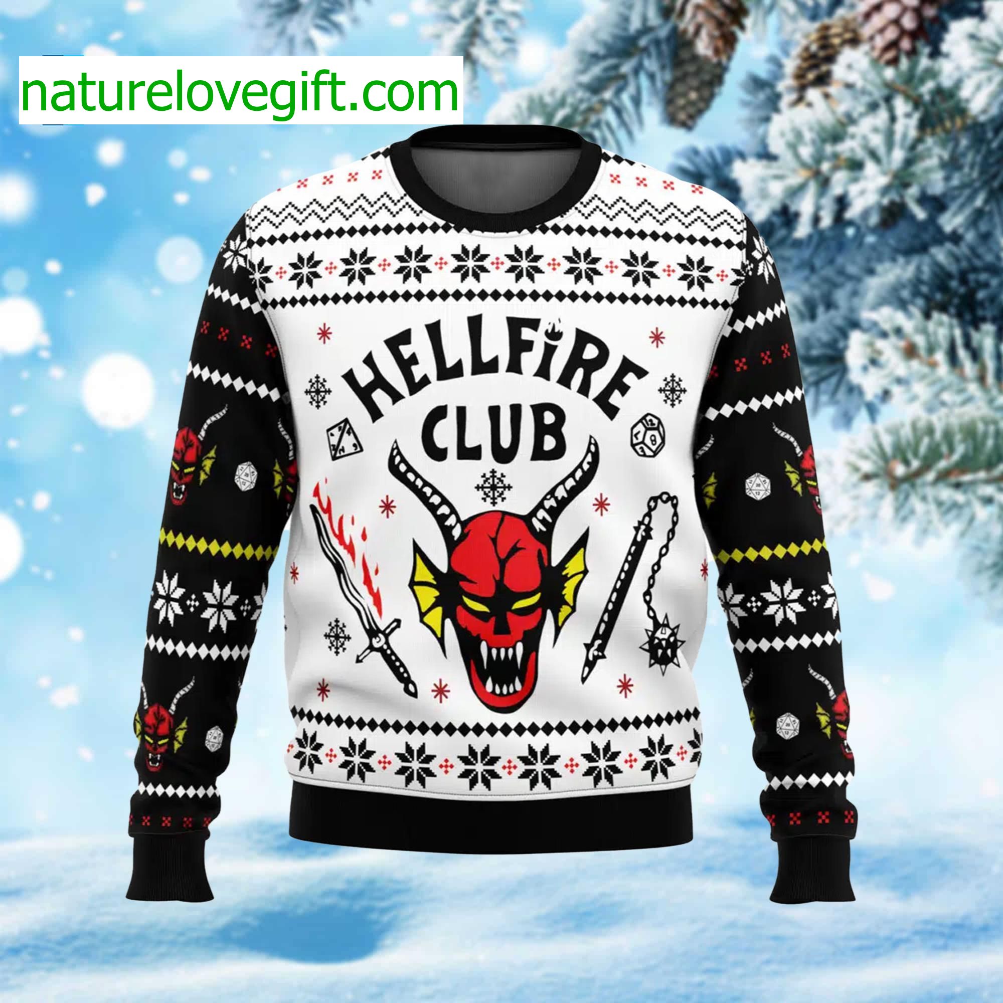 Hellfire Club Stranger Things Ugly Christmas Sweater Hellfire Club Stranger Things Ugly Christmas Sweater