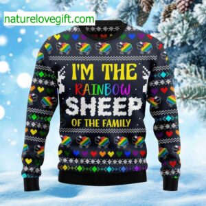 I Am The Rainbow Sheep Of Family Ugly Christmas Sweater