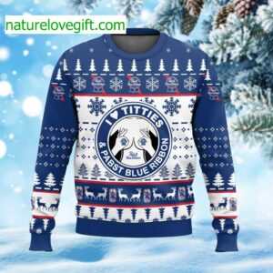 I Love Titties And Pabst Blue Ribbon Ugly Christmas Sweater