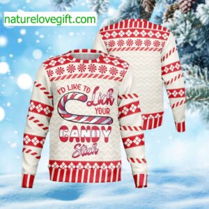 I’d Like To Lick Your Candy Stick Ugly Christmas Sweater I’d Like To Lick Your Candy Stick Ugly Christmas Sweater