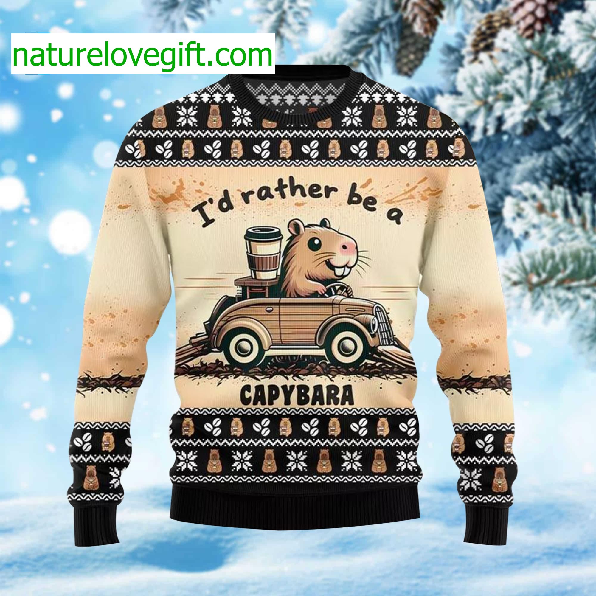 I’d Rather Be A Capybara Ugly Christmas Sweater I’d Rather Be A Capybara Ugly Christmas Sweater