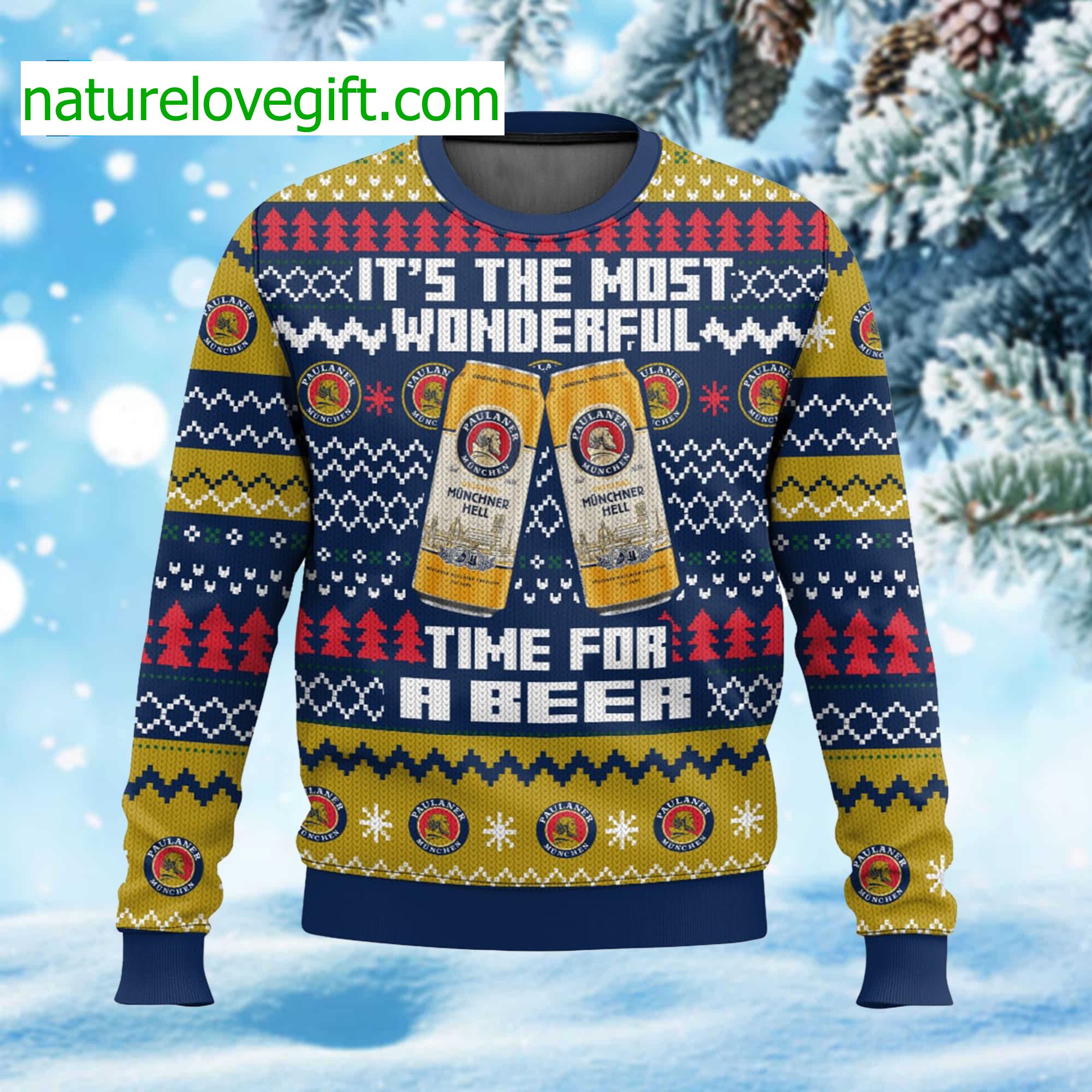 It’s The Most Wonderful Time For A Beer Paulaner Ugly Christmas Sweater It’s The Most Wonderful Time For A Beer Paulaner Ugly Christmas Sweater