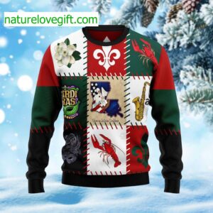 Louisiana Famous Things Ugly Christmas Sweater