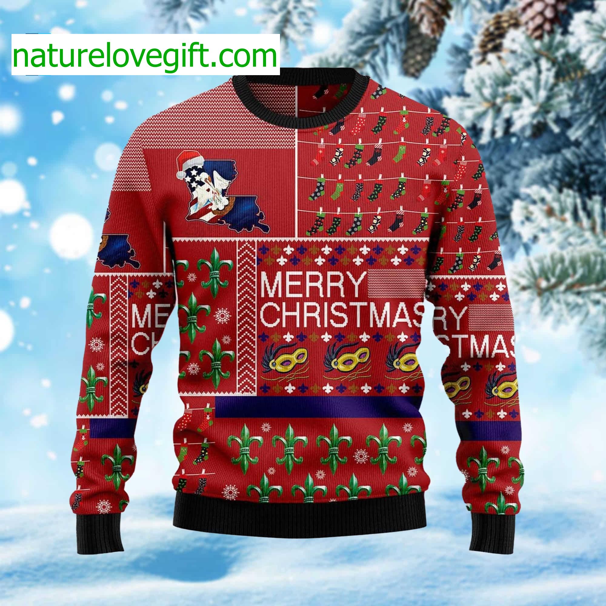 Louisiana Merry Christmas Ugly Christmas Sweater Louisiana Merry Christmas Ugly Christmas Sweater