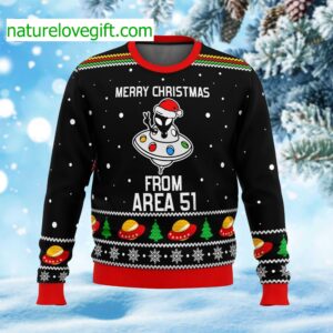 Merry Christmas From Area 51 Aliens Ugly Christmas Sweater