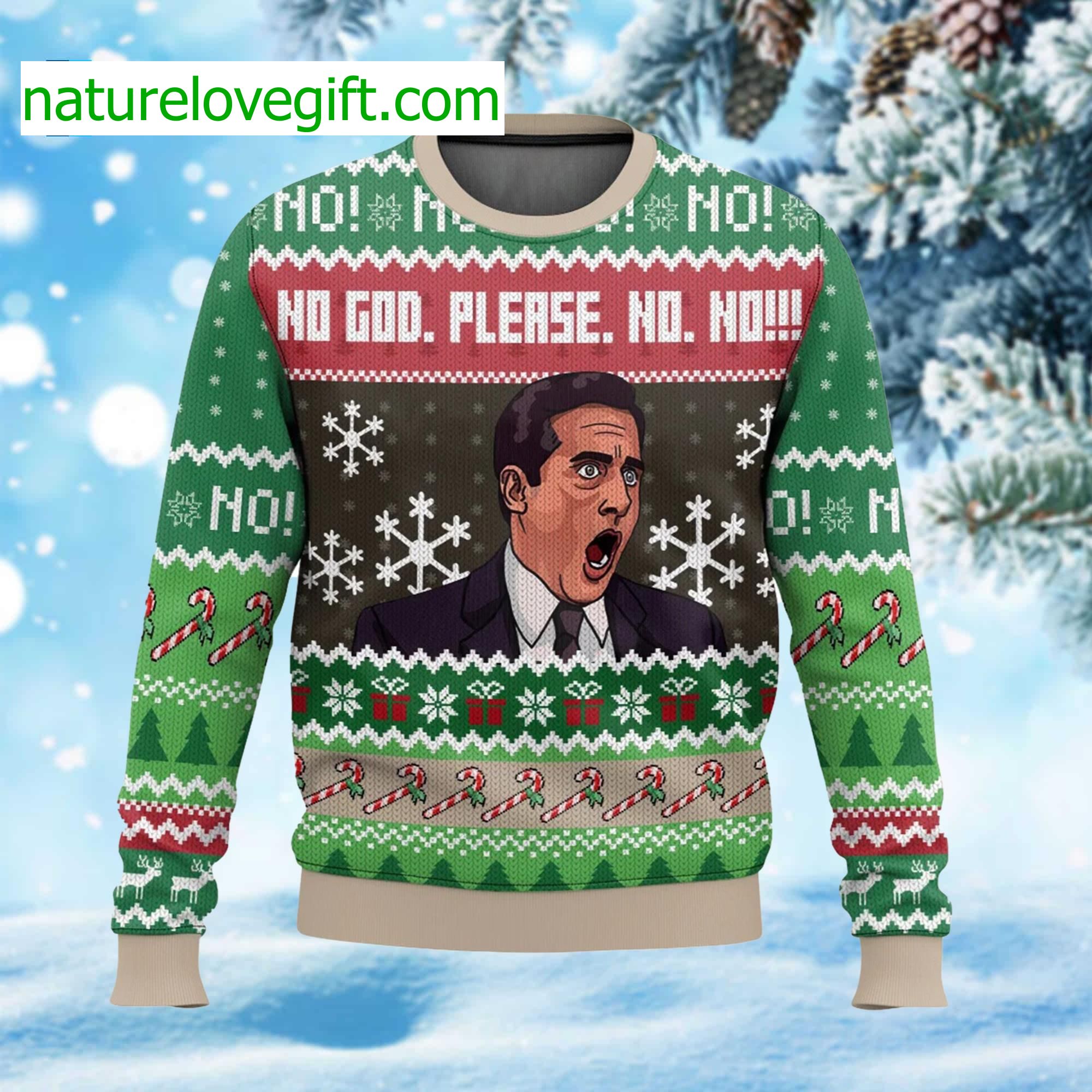 Michael Scott No God Please No Ugly Christmas Sweater Michael Scott No God Please No Ugly Christmas Sweater