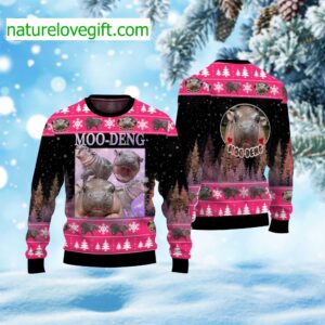 Moo Deng Bouncy Pig Ugly Christmas Sweater 1185129