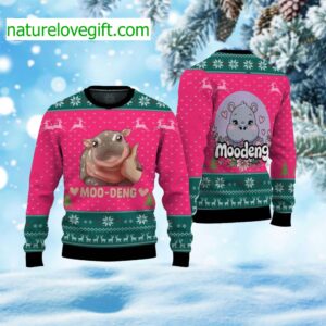 Moo Deng Cute Thai Baby Hippo Ugly Christmas Sweater
