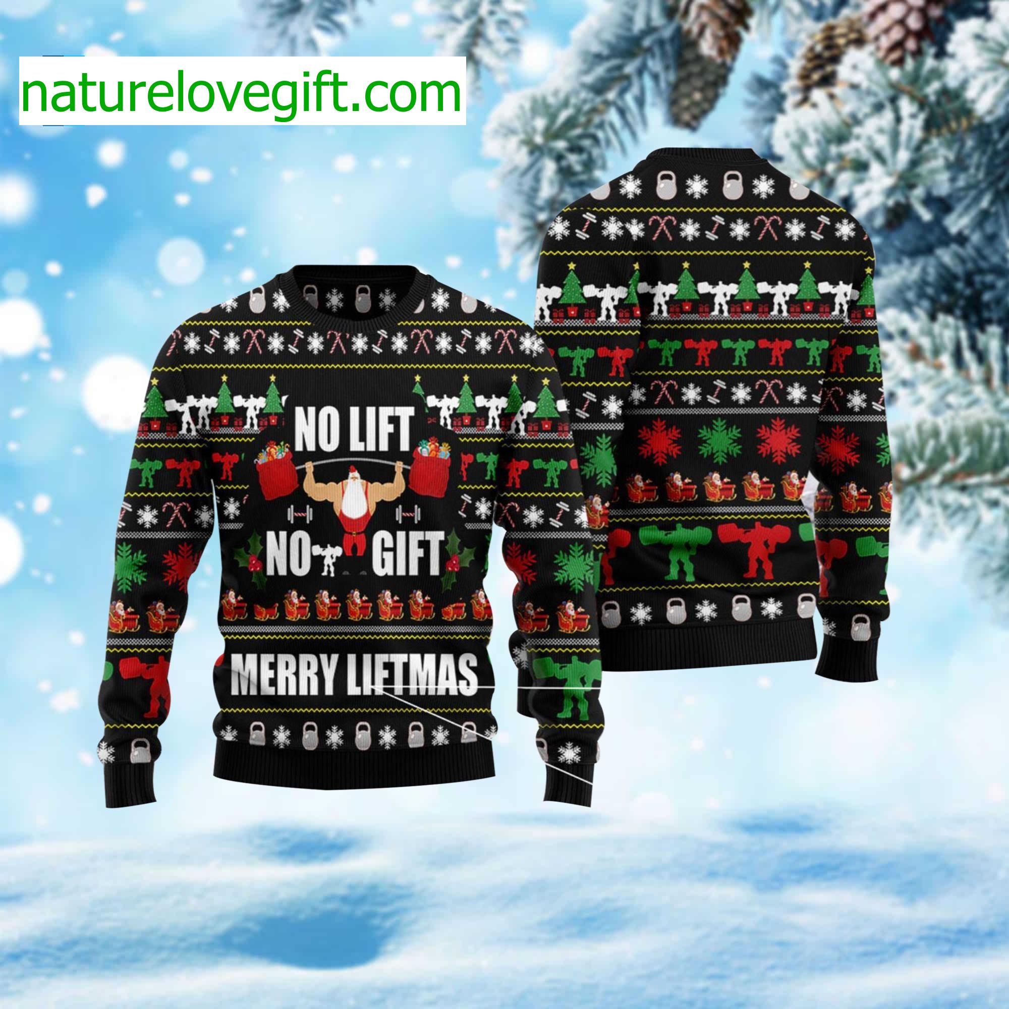 No Lift No Gift Fitness Santa Ugly Christmas Sweater No Lift No Gift Fitness Santa Ugly Christmas Sweater