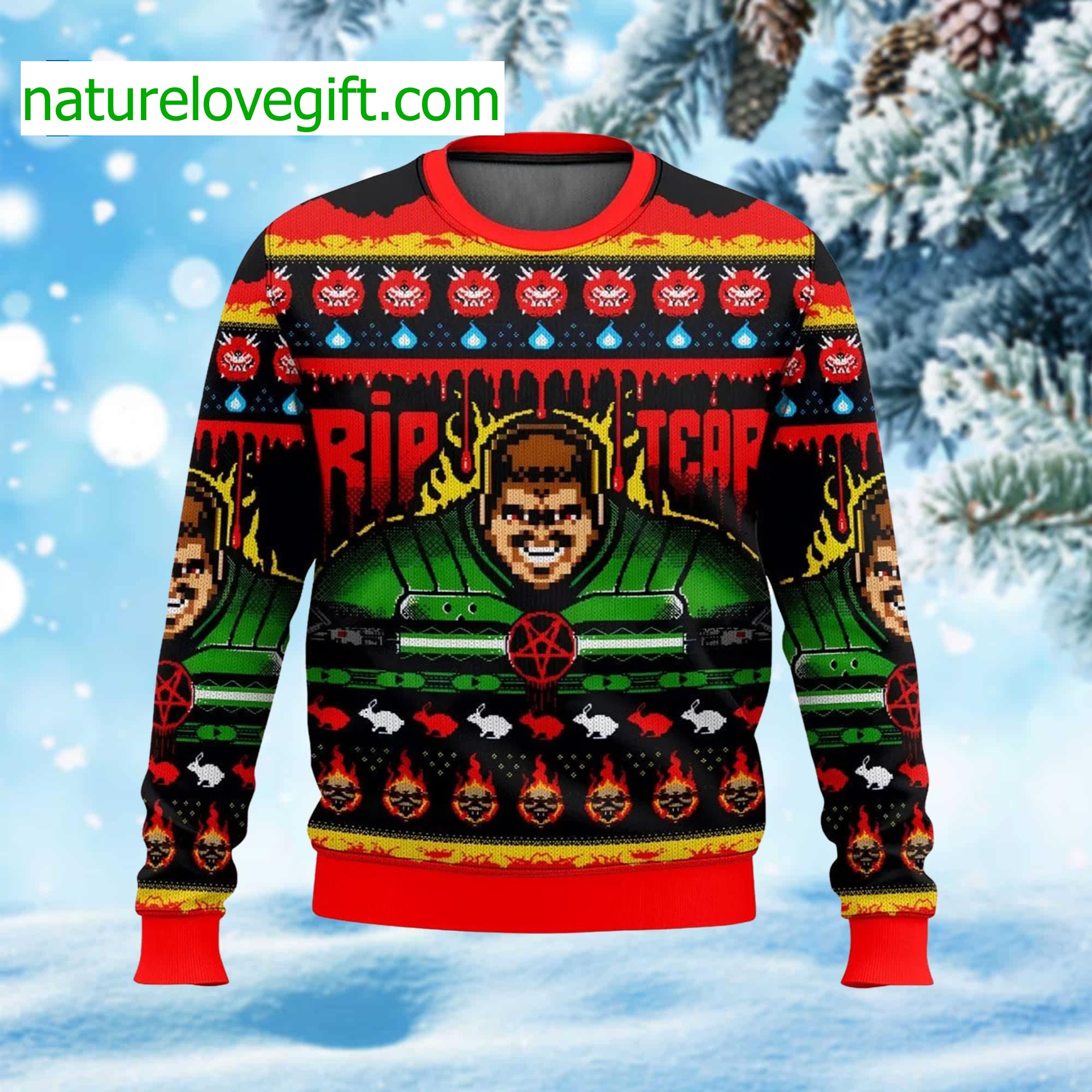 Rip And Tear Doom Ugly Christmas Sweater Rip And Tear Doom Ugly Christmas Sweater
