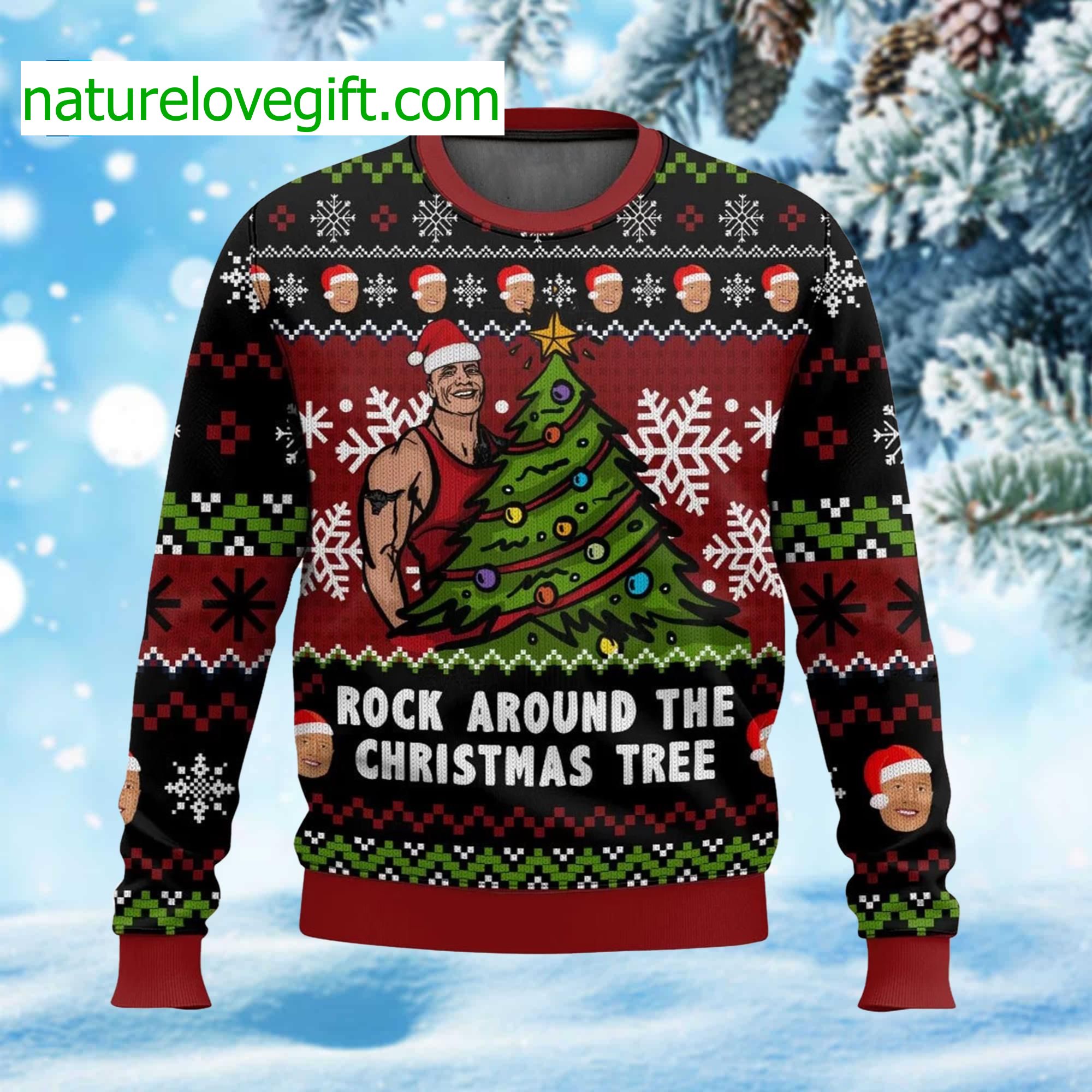 Rock Around The Christmas Tree Ugly Christmas Sweater Rock Around The Christmas Tree Ugly Christmas Sweater