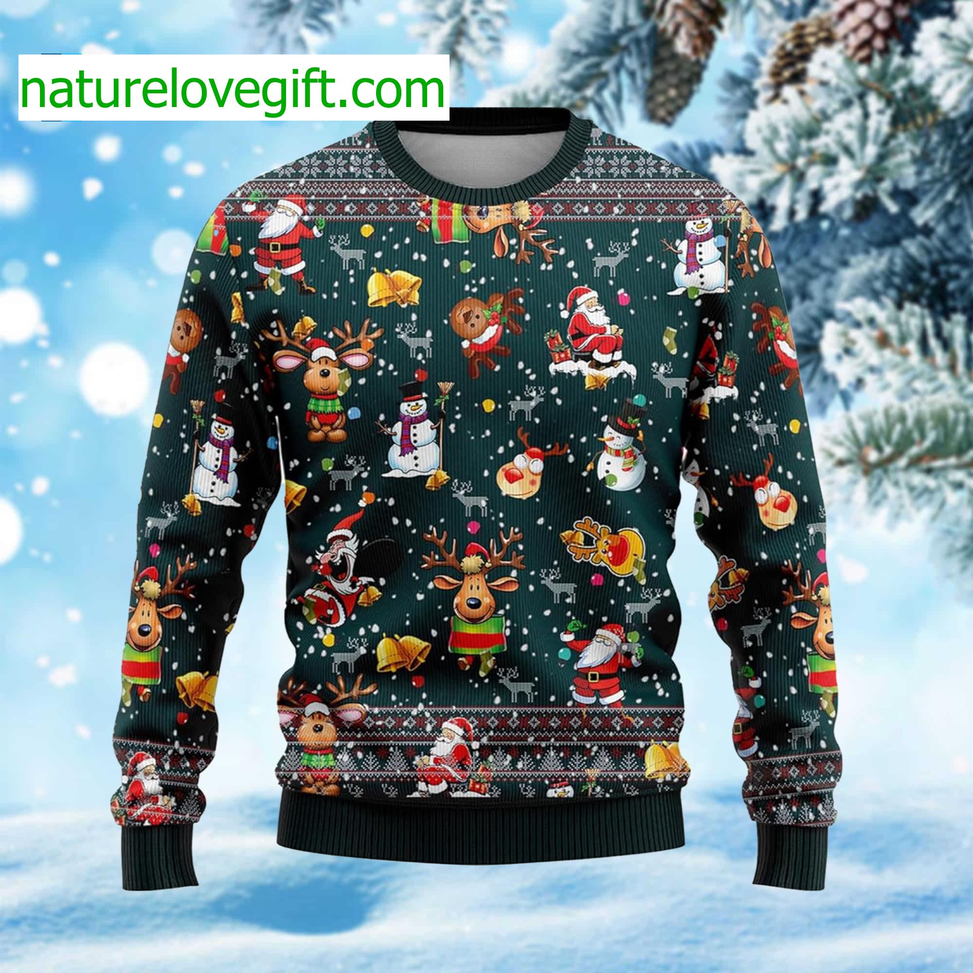 Santa And Reindeers Ugly Christmas Sweater Santa And Reindeers Ugly Christmas Sweater