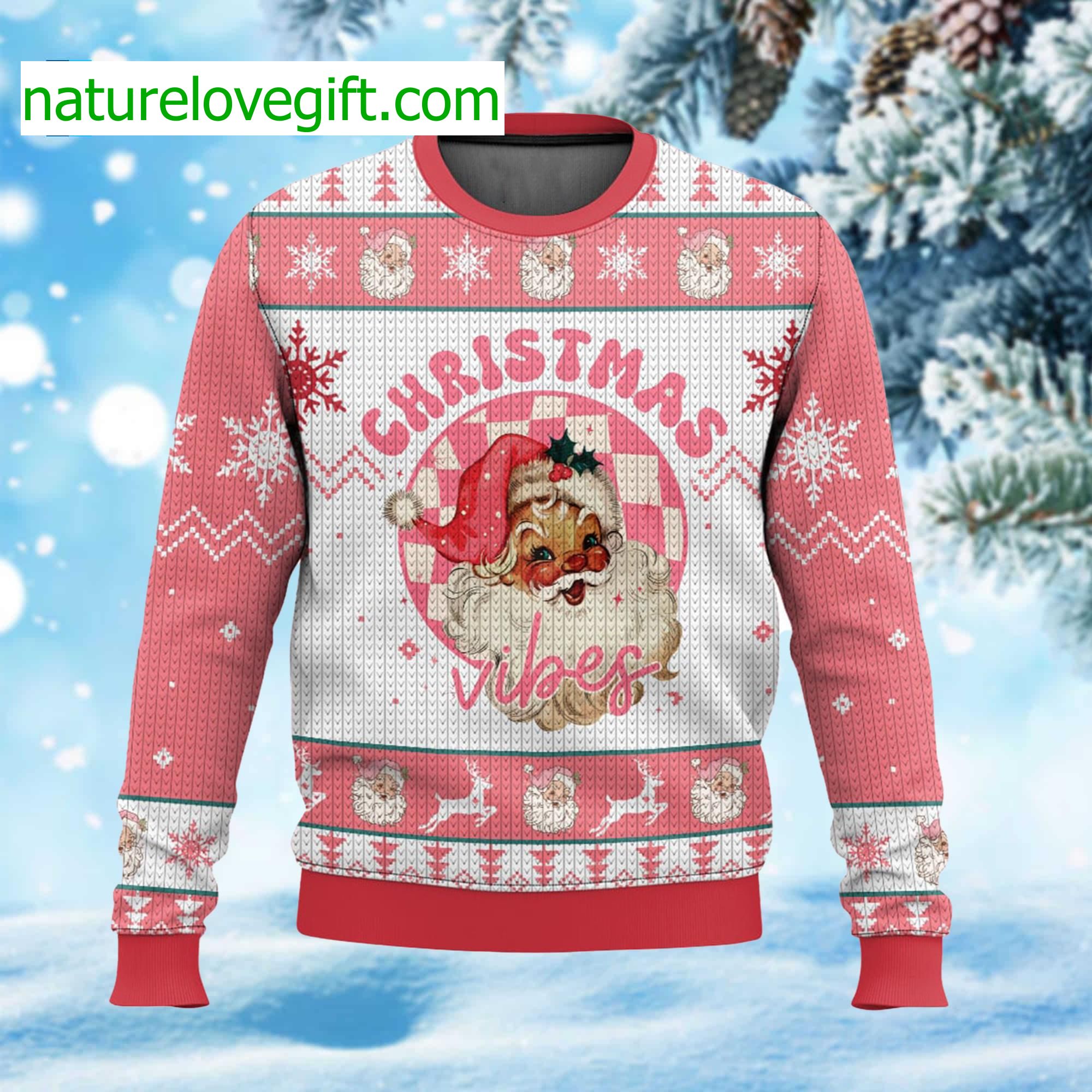 Santa Christmas Vibes Ugly Christmas Sweater Santa Christmas Vibes Ugly Christmas Sweater