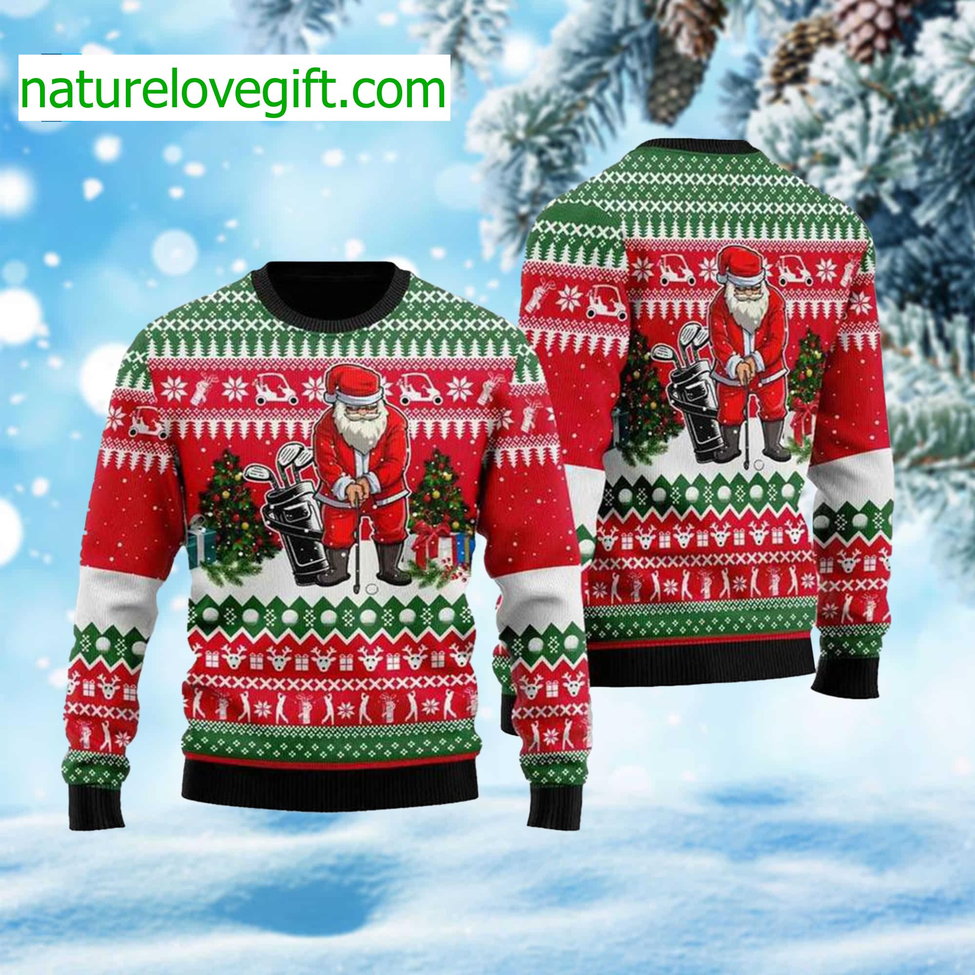 Santa Golfer Ugly Christmas Sweater Santa Golfer Ugly Christmas Sweater