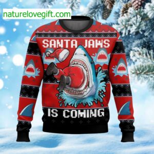 Santa Jaws Is Coming Ugly Christmas Sweater