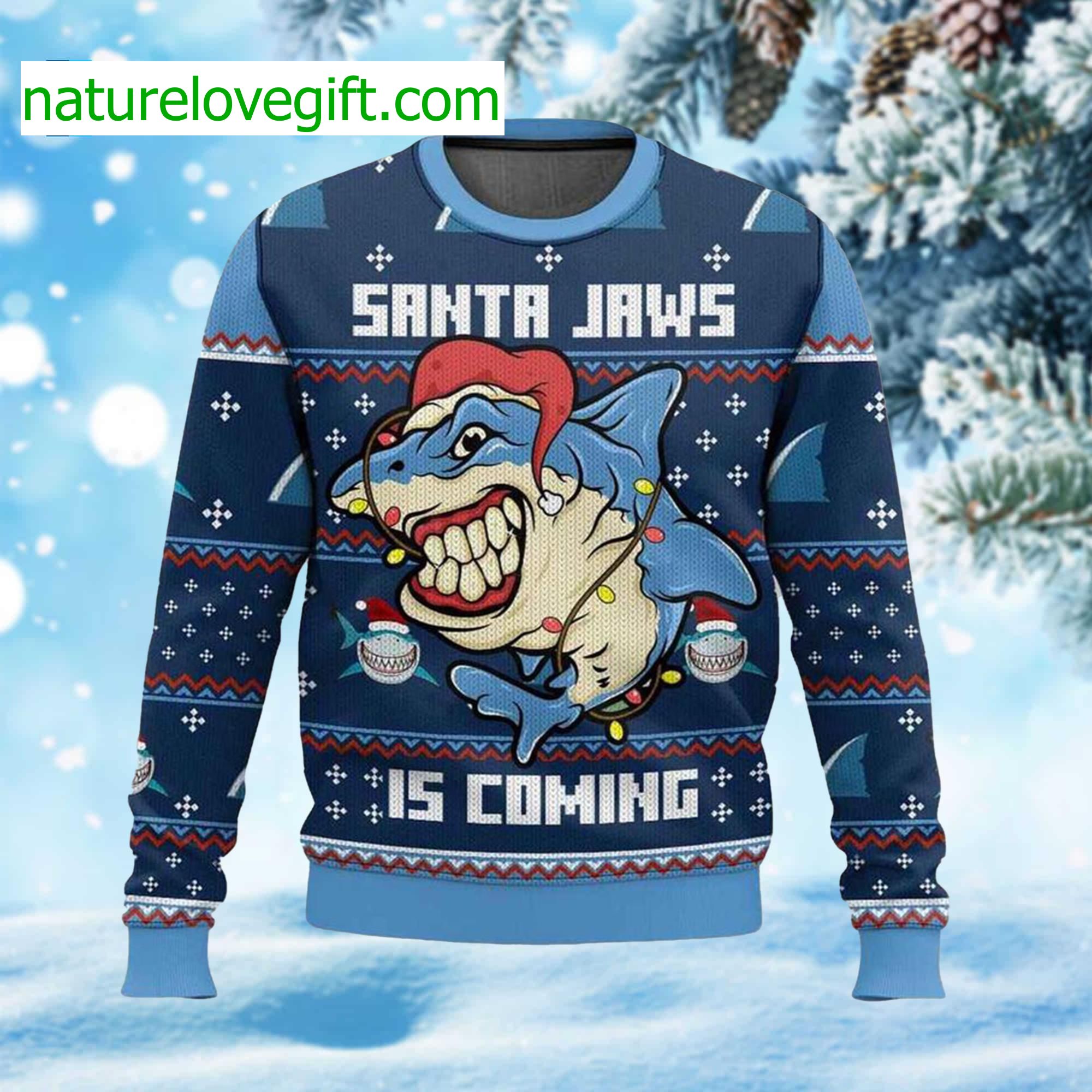 Santa Jaws Is Coming Ugly Christmas Sweater 1186928 Santa Jaws Is Coming Ugly Christmas Sweater 1186928