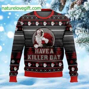 Santa Voorhees Have A Killer Day Ugly Christmas Sweater