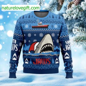 Shark Santa Jaws Ugly Christmas Sweater