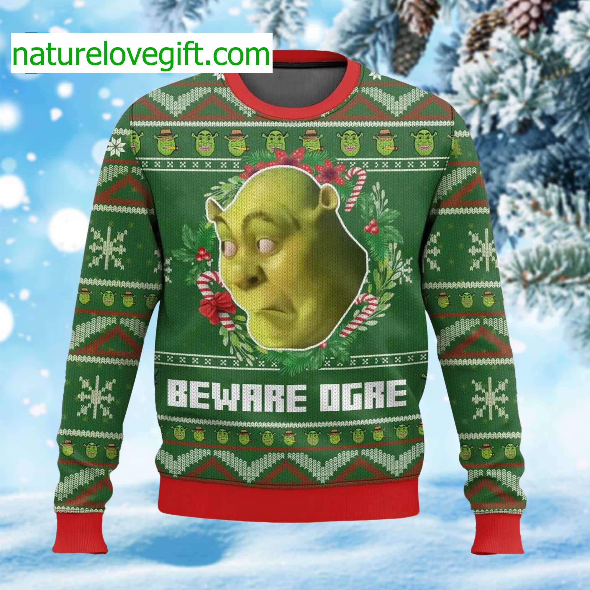 Shrek Beware Ogre Ugly Christmas Sweater Shrek Beware Ogre Ugly Christmas Sweater