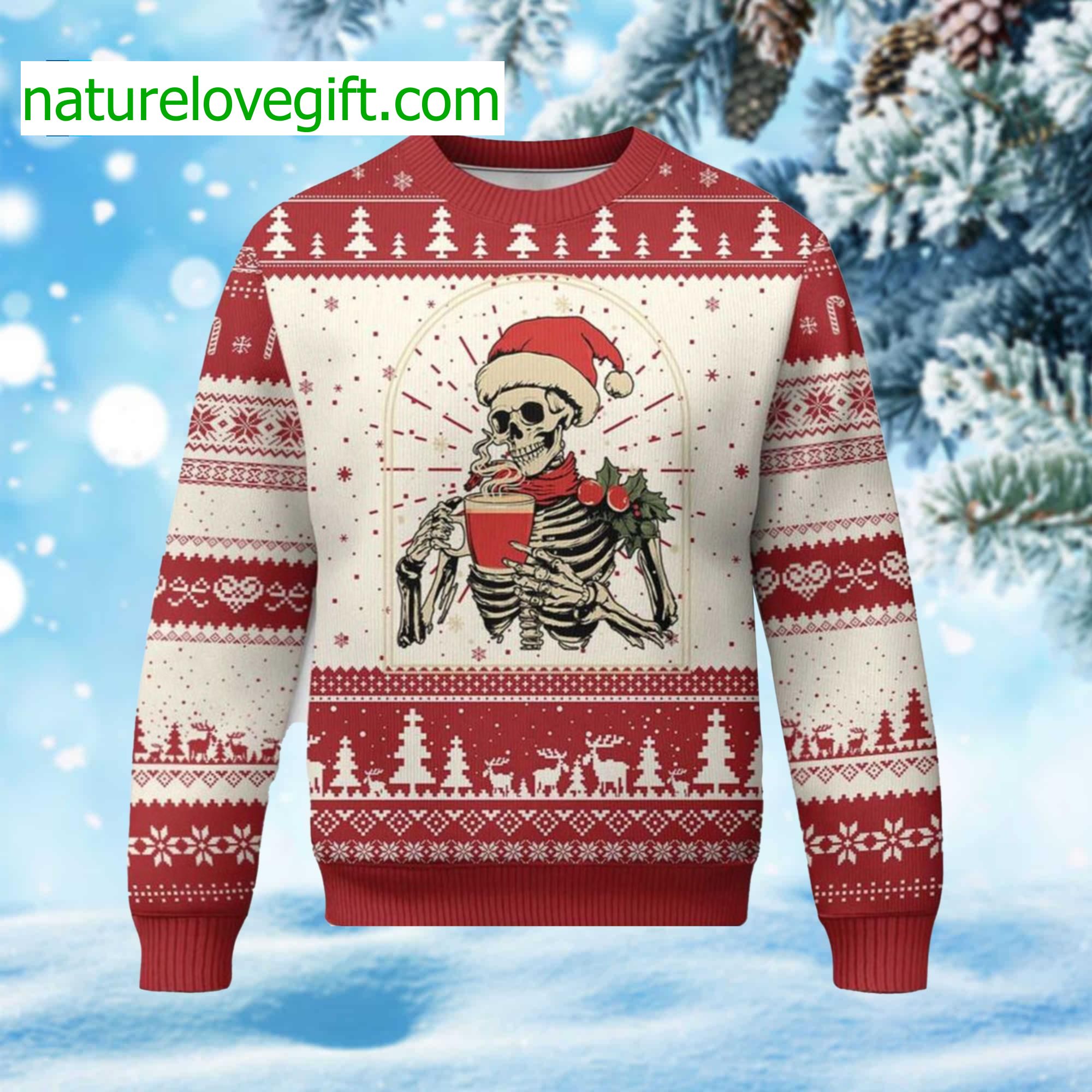 Skeleton Christmas Dead Inside But Caffeinated Coffee Addict Ugly Sweater Skeleton Christmas Dead Inside But Caffeinated Coffee Addict Ugly Sweater