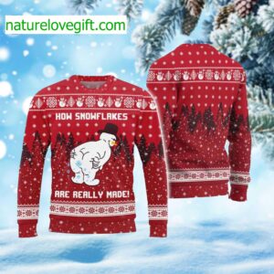 Snowman How Snowflakes Are Really Made Ugly Christmas Sweater