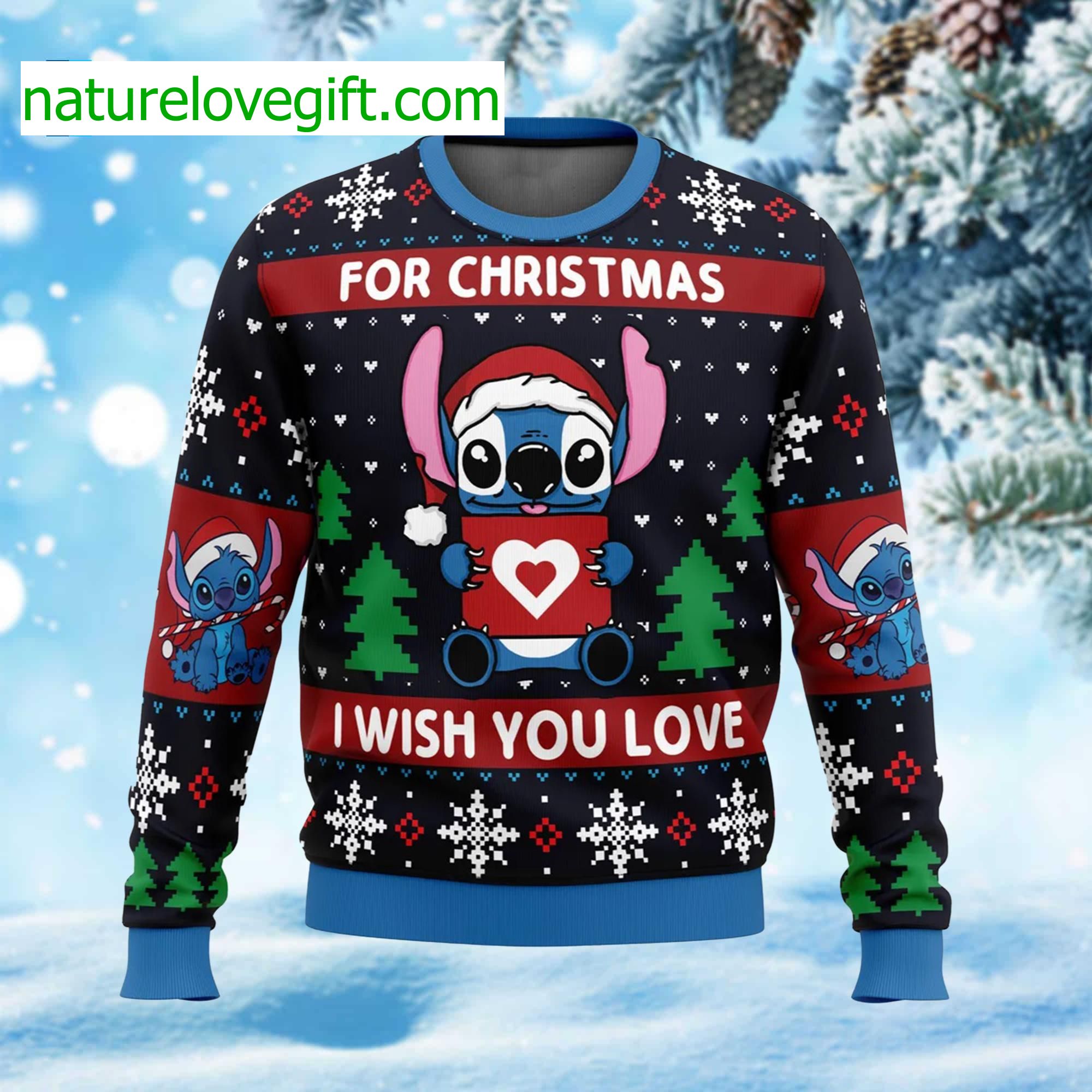 Stitch For Christmas I Wish You Love Ugly Christmas Sweater Stitch For Christmas I Wish You Love Ugly Christmas Sweater