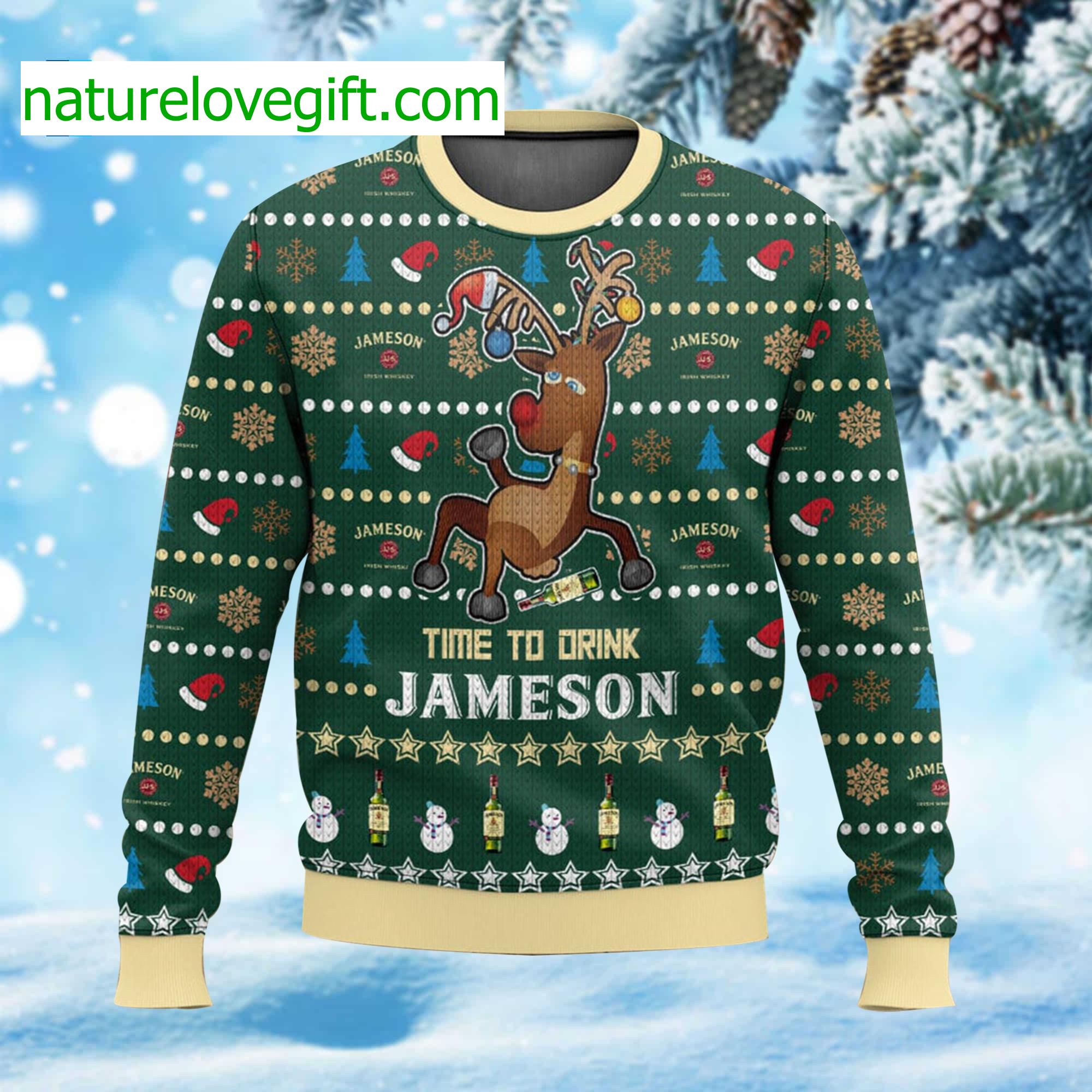 Time To Drink Jameson Ugly Christmas Sweater Time To Drink Jameson Ugly Christmas Sweater