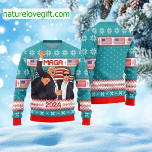 Trump Fight MAGA 2024 Ugly Christmas Sweater