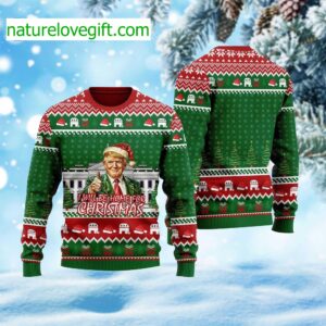 Trump I’ll Be Home For Christmas Ugly Christmas Sweater