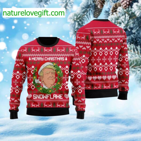 Trump Merry Christmas Snowflake Ugly Sweater