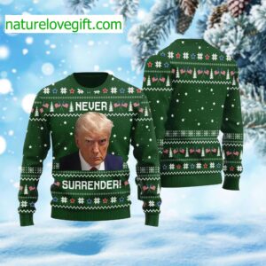 Trump Never Surrender Ugly Christmas Sweater 1