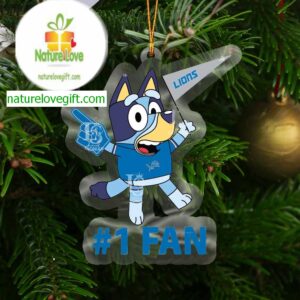 Detroit Lions Bluey 1st Fan NFL Acrylic Christmas Tree Decoration Ornament 18836