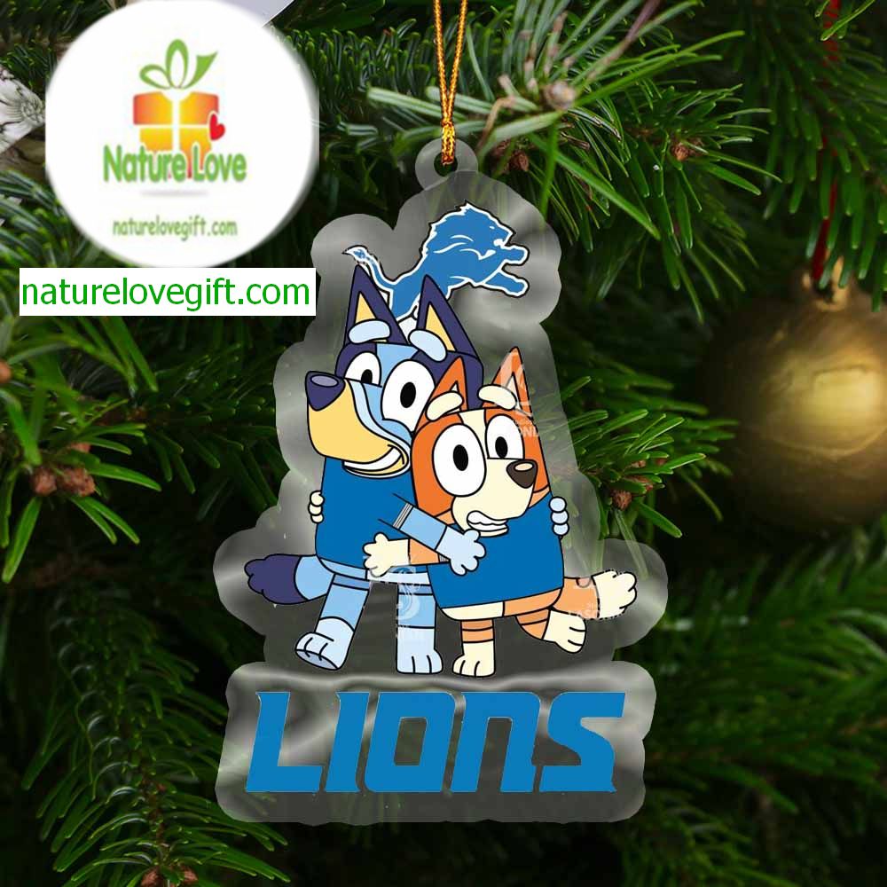 Detroit Lions Bluey And Bingo Acrylic Christmas Tree Decoration Ornament Detroit Lions Bluey And Bingo Acrylic Christmas Tree Decoration Ornament