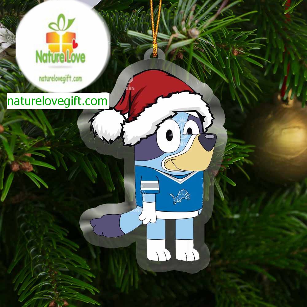 Detroit Lions Bluey Cartoon Christmas NFL Acrylic Christmas Tree Decoration Ornament Detroit Lions Bluey Cartoon Christmas NFL Acrylic Christmas Tree Decoration Ornament