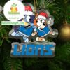 Detroit Lions Bluey Christmas Holiday NFL Acrylic Christmas Tree Decoration Ornament
