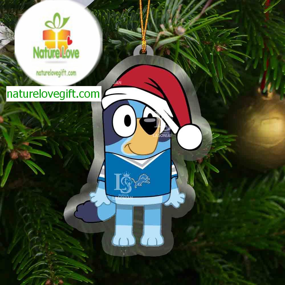 Detroit Lions Bluey Dog Christmas NFL Acrylic Christmas Tree Decoration Ornament Detroit Lions Bluey Dog Christmas NFL Acrylic Christmas Tree Decoration Ornament