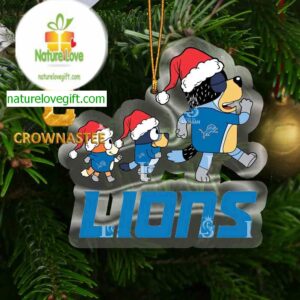 Detroit Lions Bluey Family Christmas NFL Acrylic Christmas Tree Decoration Ornament